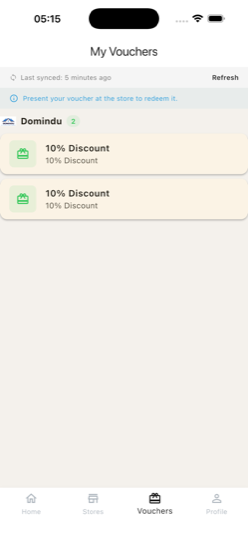 MyStamp vouchers screen